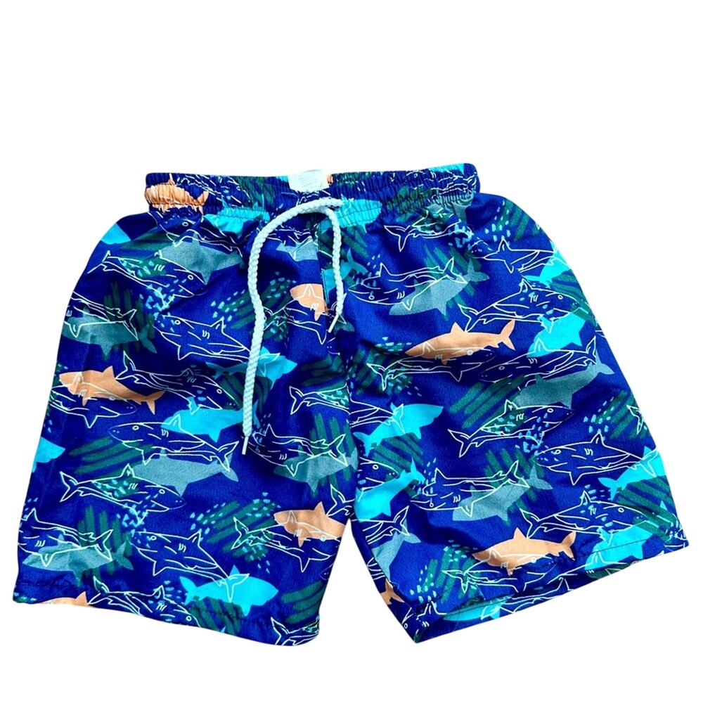 Harley Davidson Shark Print Swim Blue Trunk Shorts Toddler Boy's Size 5T
